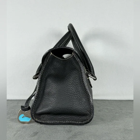 Dooney and Bourke Black Pebbled Leather Satchel with Key Lock and Duck Charm - Picture 3 of 12